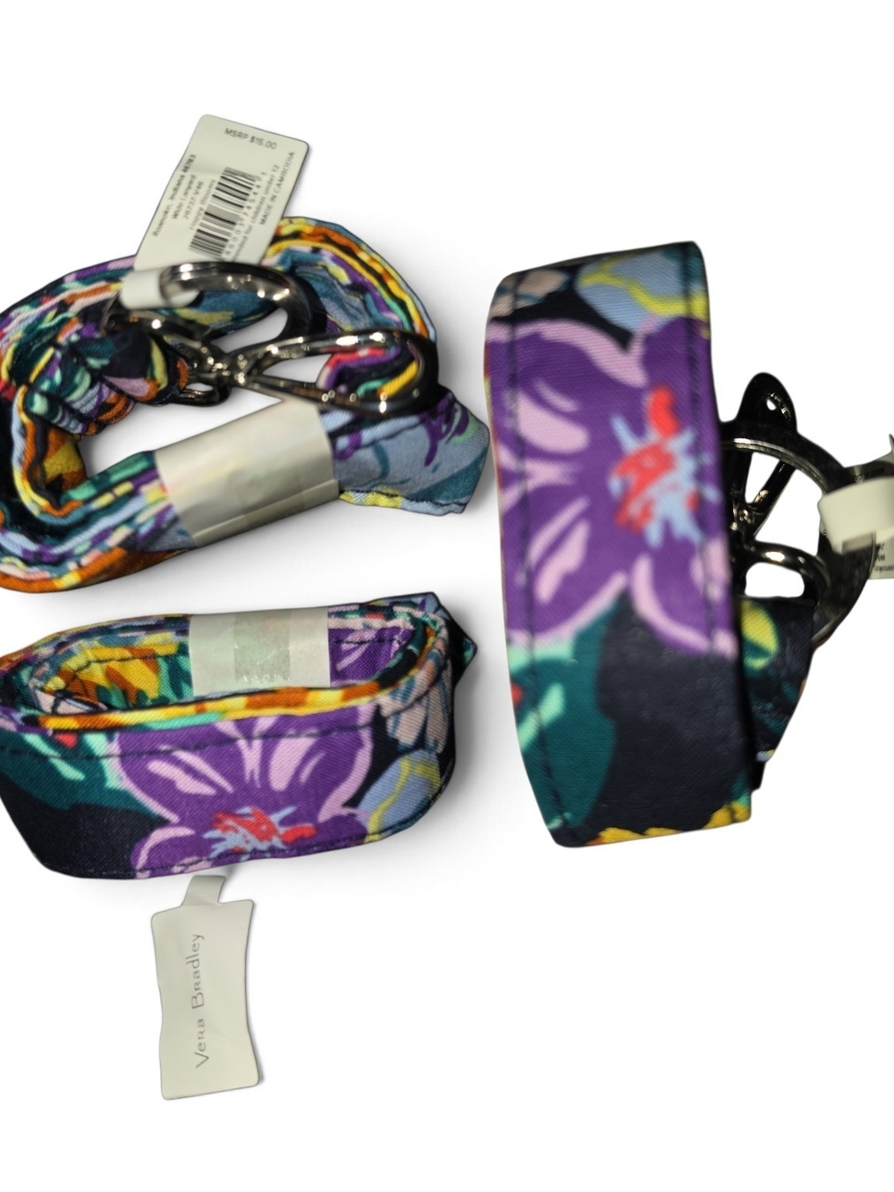 Vera Bradley "Happy Blooms" Floral Lanyard in Purple Multi-Color NWT